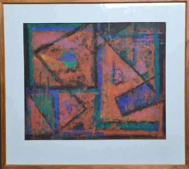 Appraisal: SIGNED HALSEY GOUACHE ON BOARDCubist composition signed LL by William