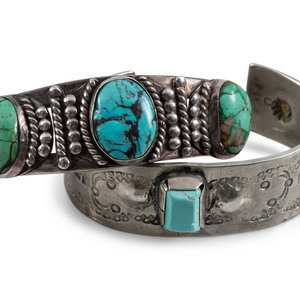 Appraisal: Navajo Cuff Bracelets with Turquoise second quarter - mid th