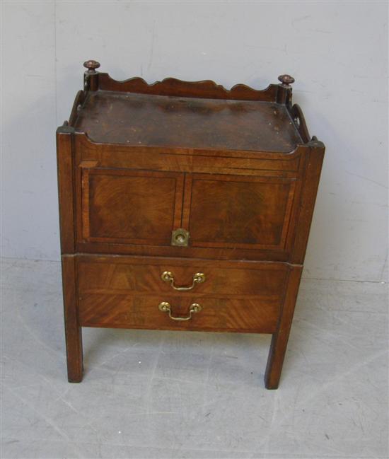 Appraisal: George III mahogany tray top commode cupboard h w d