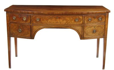 Appraisal: A Regency mahogany bowfront sideboard inlaid ebonised stringing fitted a