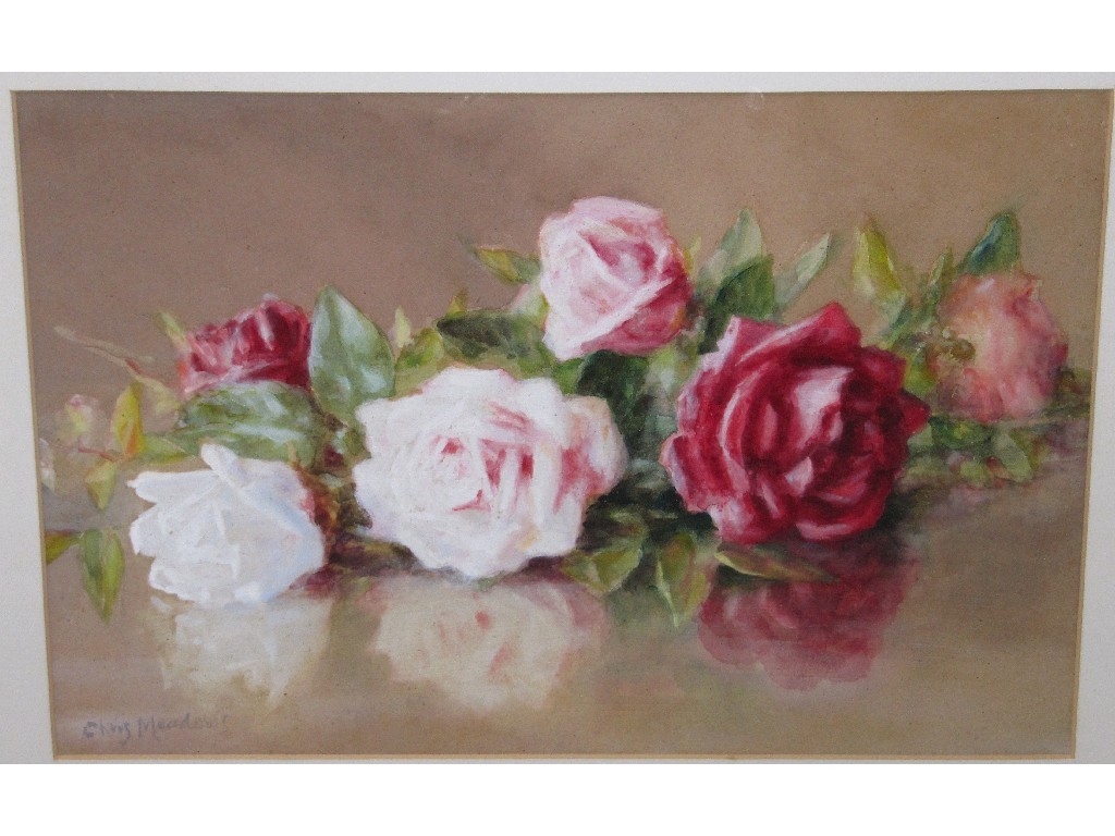 Appraisal: CHRIS MEADOWS Watercolour 'Roses' signed