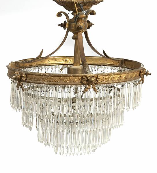 Appraisal: A Belle Epoque style gilt metal and cut glass chandelier