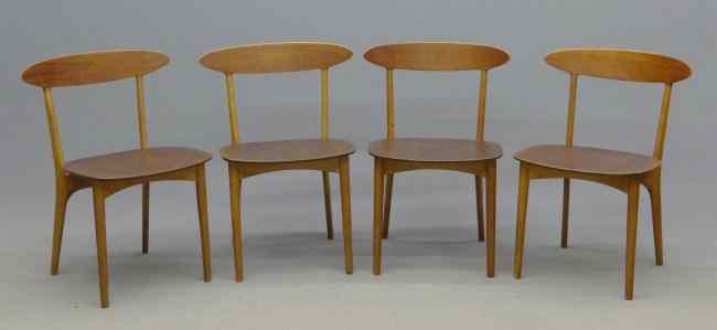 Appraisal: Set of oak and teak Mid Century chairs marked ''Kurt