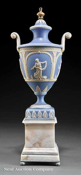 Appraisal: An Antique Wedgwood Jasperware Urn decorated with classical allegorical figures