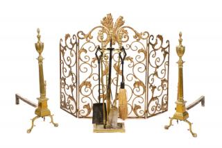 Appraisal: Group of Neoclassical Style Fire Accessories Continental th century A