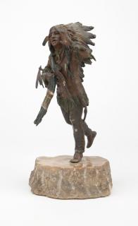 Appraisal: After Carl Kauba Standing Indian figure holding a quilled bag