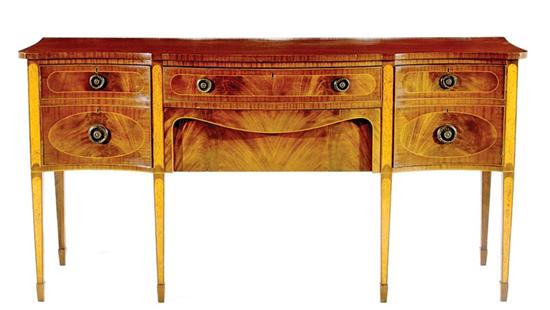 Appraisal: George III style inlaid mahogany sideboard late th century serpentine