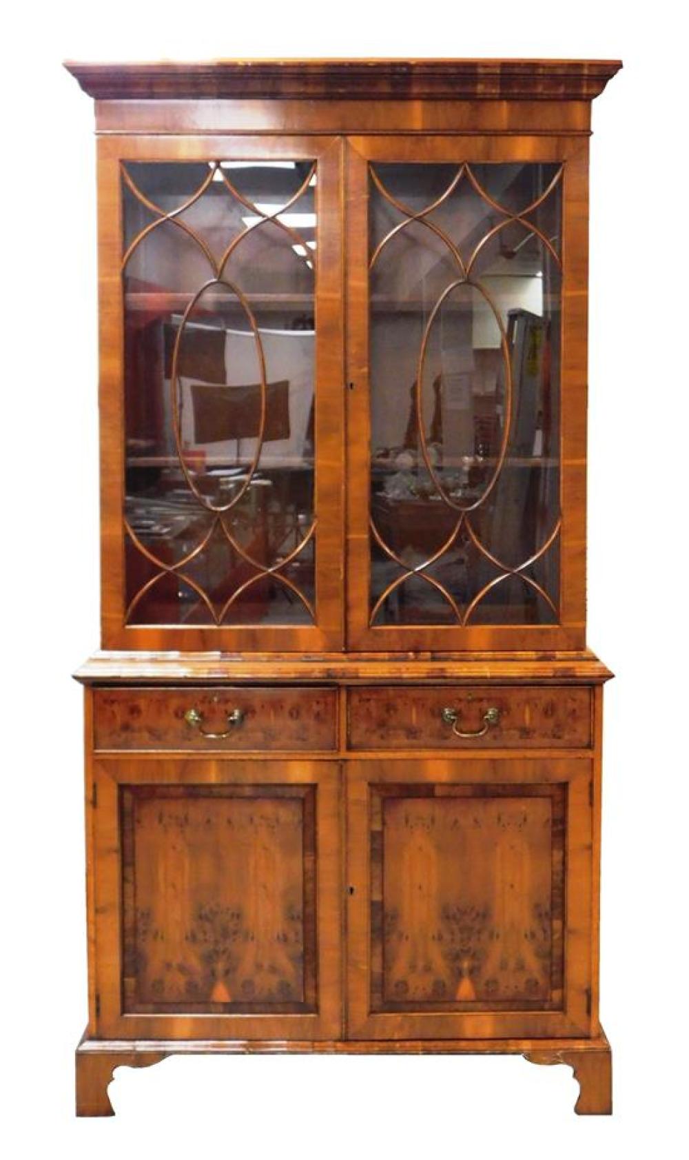 Appraisal: Georgian style glass front cabinet in two pieces late th