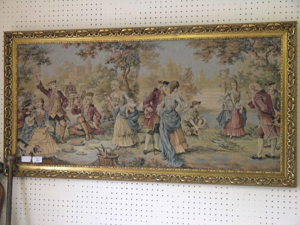 Appraisal: A machine tapestry picture outdoor period scene x in within