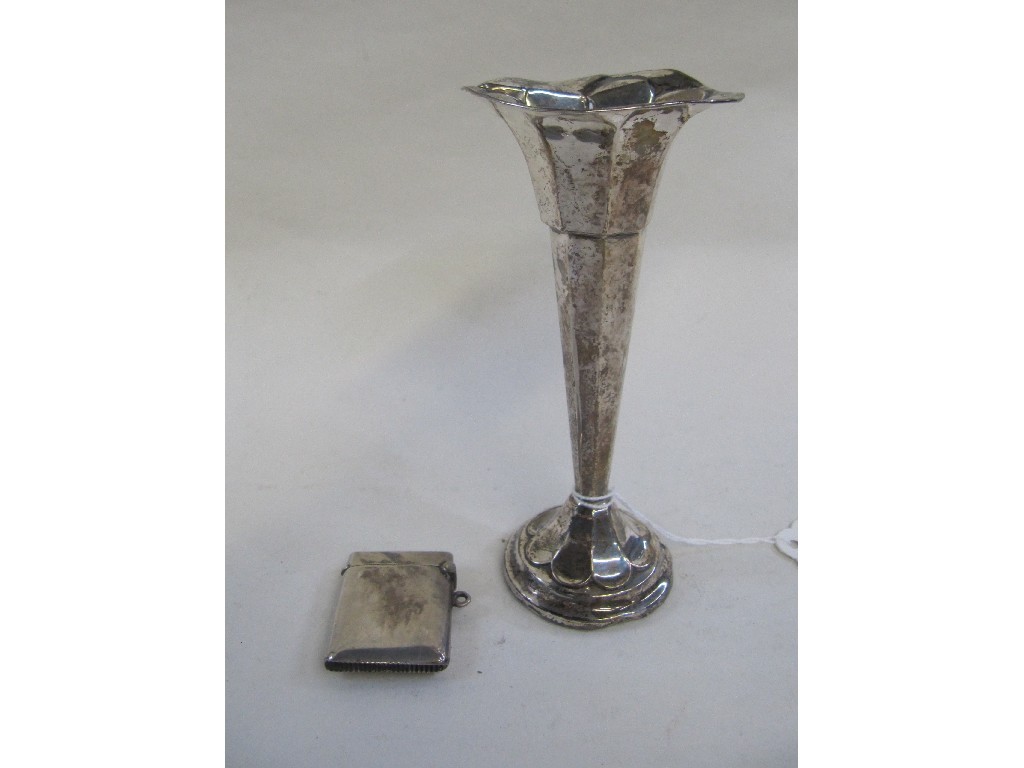 Appraisal: Lot comprising silver vase and silver vesta