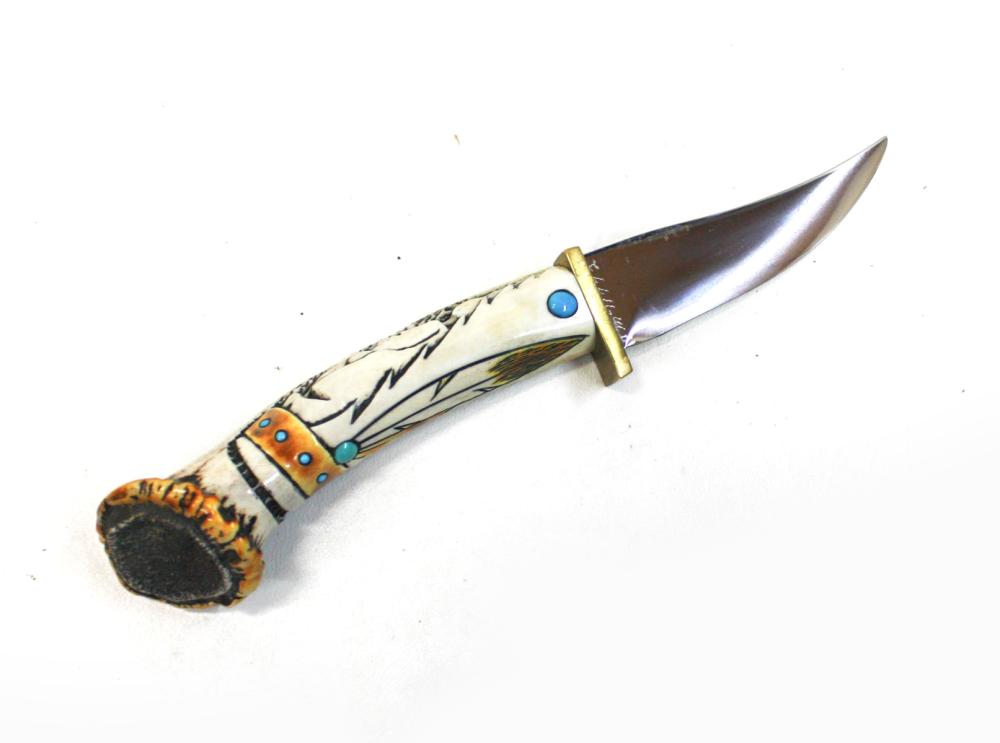 Appraisal: TED MILLER CUSTOM FIXED BLADE KNIFE having stainless blade inscribed