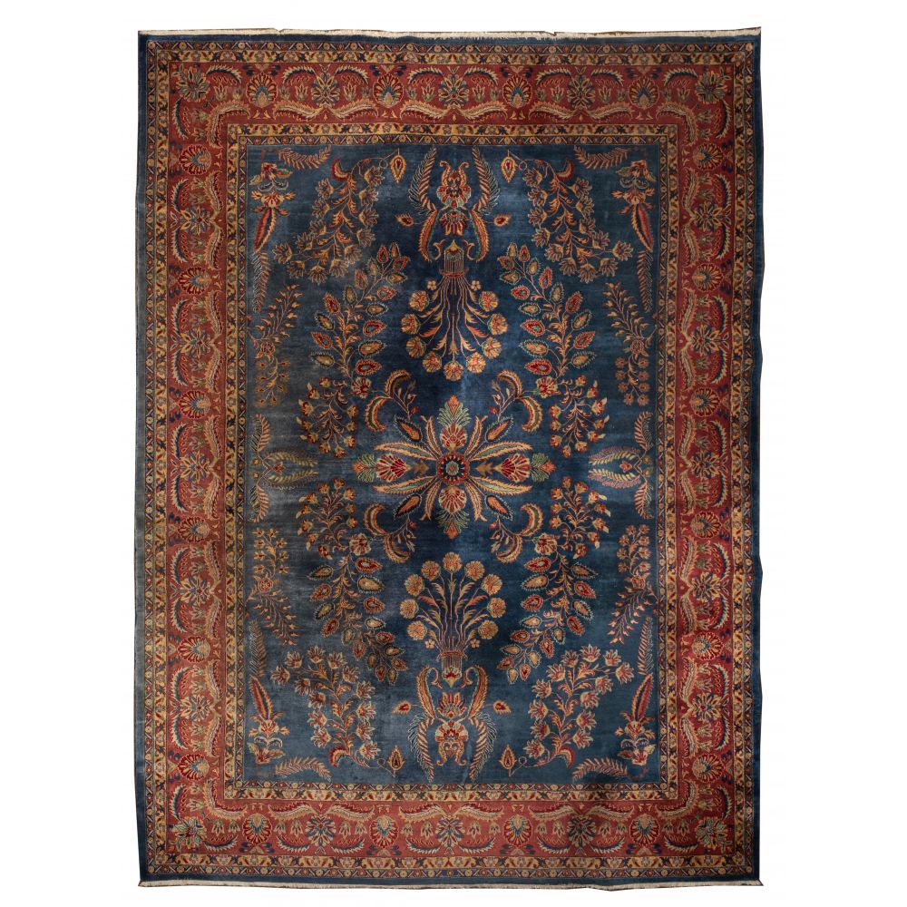 Appraisal: PERSIAN ROOM SIZE WOOL RUGHandwoven having an abstract geometric and