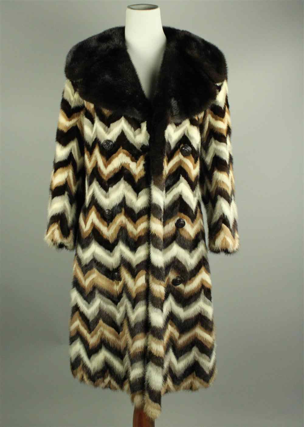 Appraisal: LEONARD CHEVRON PATTERNED MINK COAT full length and dyed in