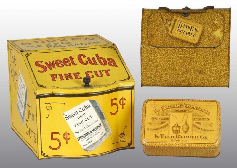 Appraisal: Lot of Advertising Tins Description Includes Sweet Cuba lidded tobacco