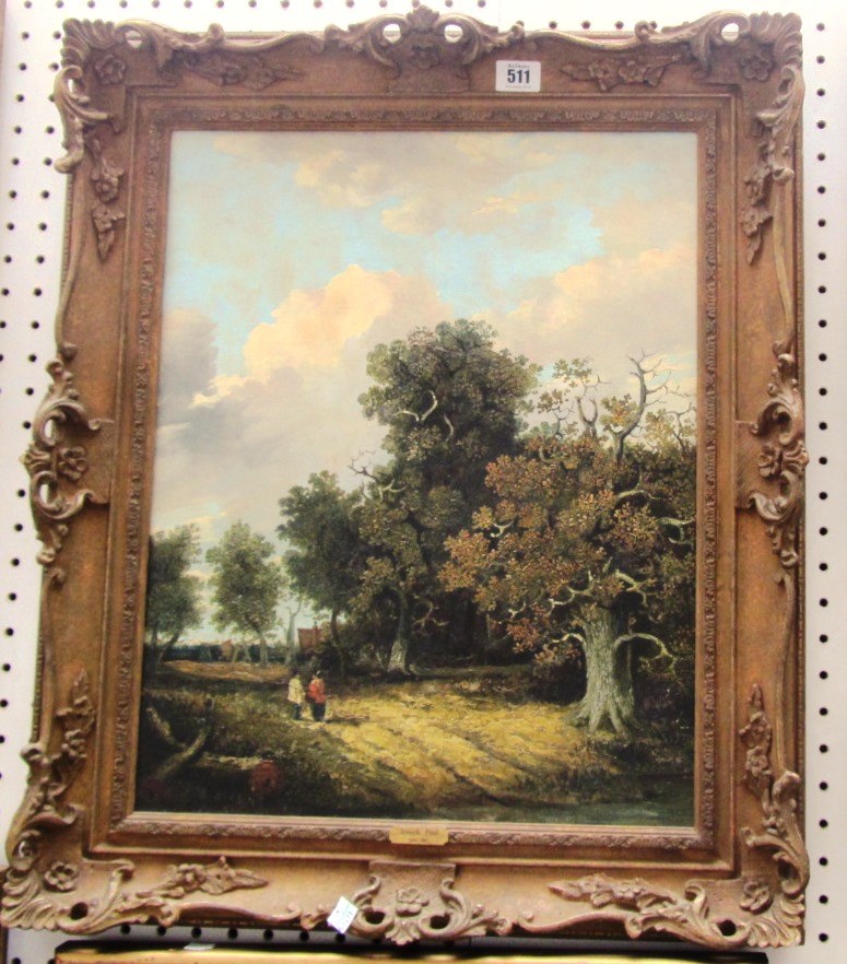 Appraisal: Follower of Joseph Paul Wooded landscape oil on canvas cm