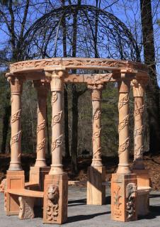 Appraisal: Carved marble gazebo with wrought iron Neoclassical style peach marble