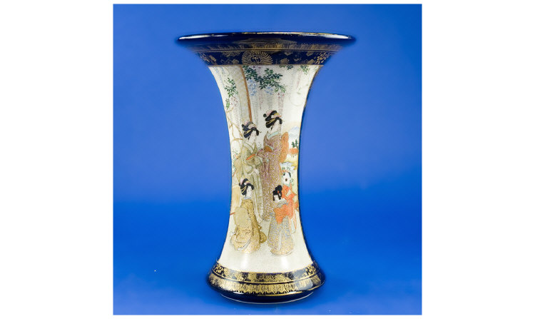 Appraisal: Satsuma Vase Of Flared Trumpet Form Showing Scenes Of Geisha