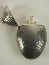 Appraisal: POCKET FLASK - Silverplate clam form pocket flask by R