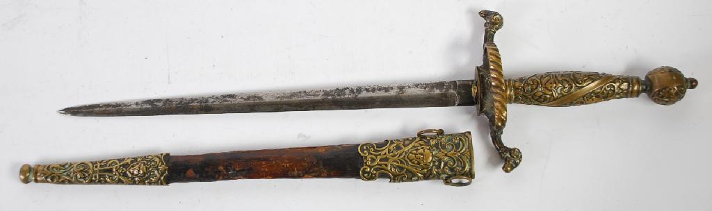 Appraisal: MID NINETEENTH CENTURY CONTINENTAL DAGGER OR HUNTING KNIFE AND SCABBARD