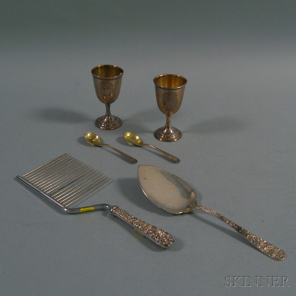 Appraisal: Six Sterling Silver Articles a small pair of George Sharp