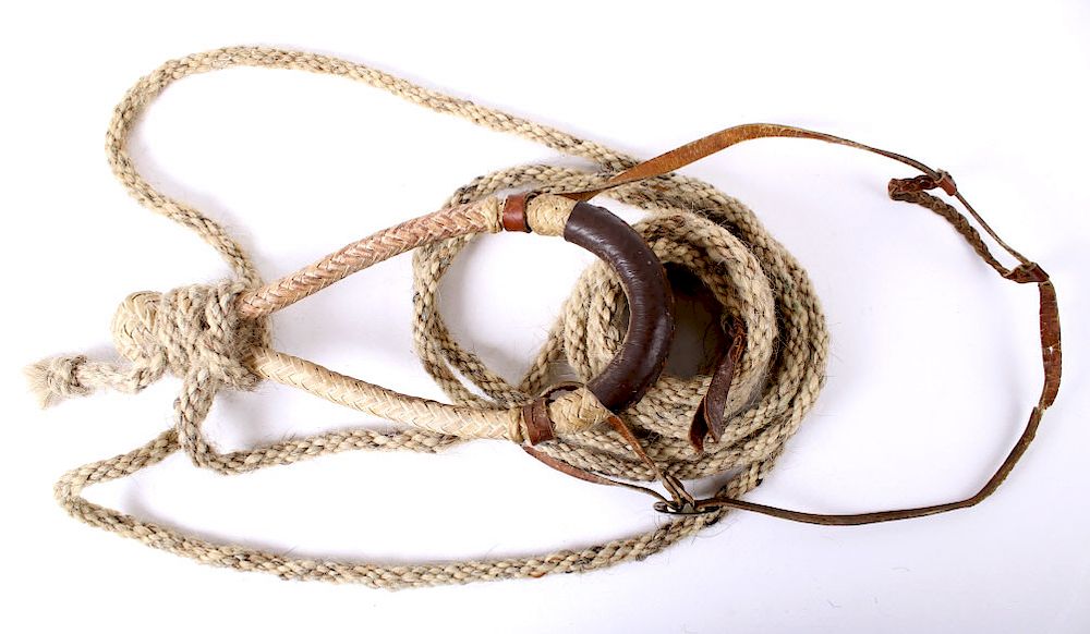 Appraisal: Rawhide Bosal With Rope Core w Horse Hair Mecate For