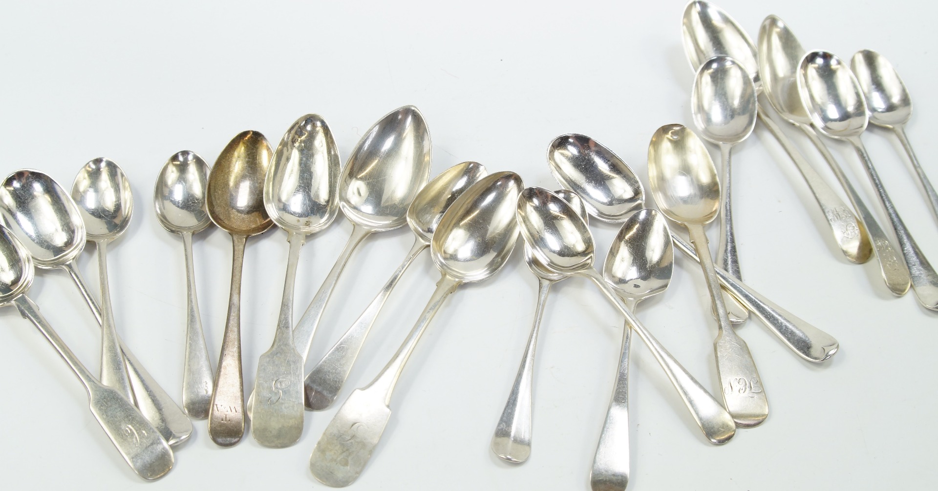 Appraisal: George III and later silver teaspoons chiefly decorated in the