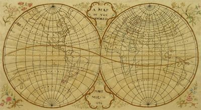 Appraisal: A George III silk-work 'Map of the World ' by