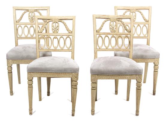 Appraisal: Sale Lot Four Louis XVI Style Painted Side Chairs th