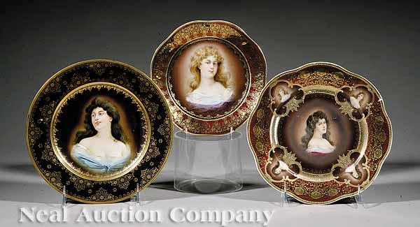 Appraisal: A Group of Three Continental Porcelain Cabinet Plates depicting Beauties