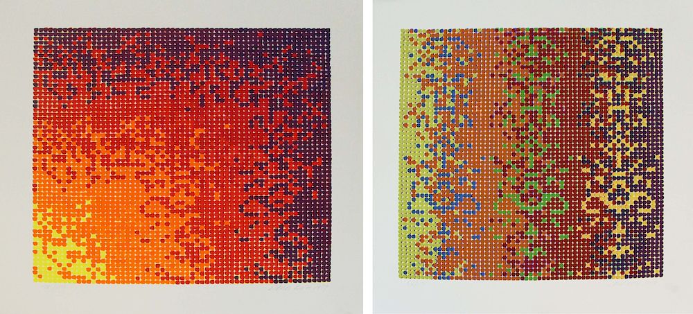 Appraisal: DAVID ROTH AMERICAN b Lot of Two Serigraphs Op Art