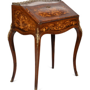 Appraisal: A Louis XV Style Gilt Bronze Mounted Marquetry Bureau en