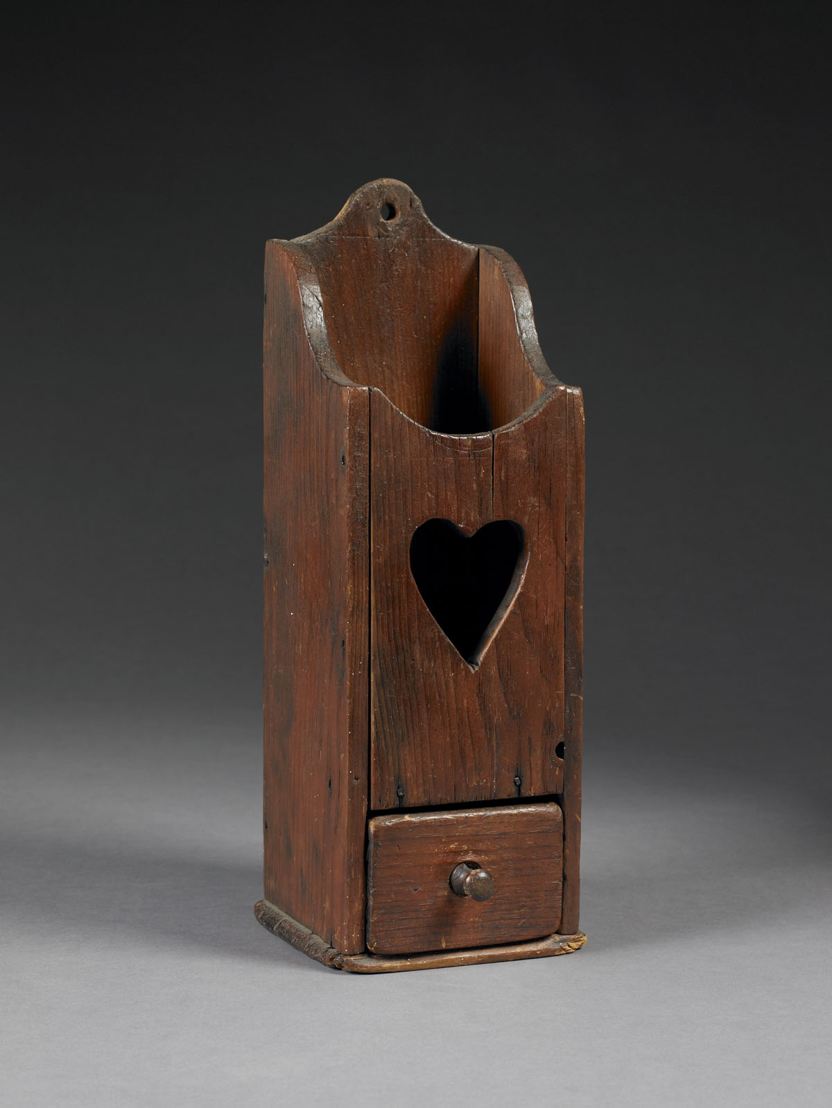 Appraisal: NEW ENGLAND PINE PIPE BOX WITH HEART CUT-OUT AND DOVETAILED