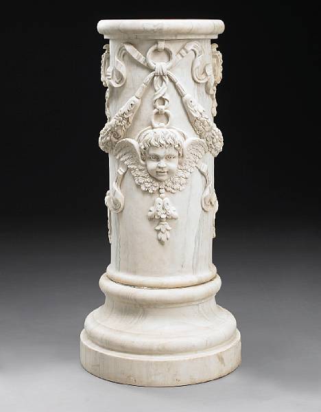 Appraisal: A Neoclassical style marble pedestal The circular top over a