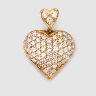 Appraisal: K Yellow Gold and Diamond Heart Pendant K Yellow Gold