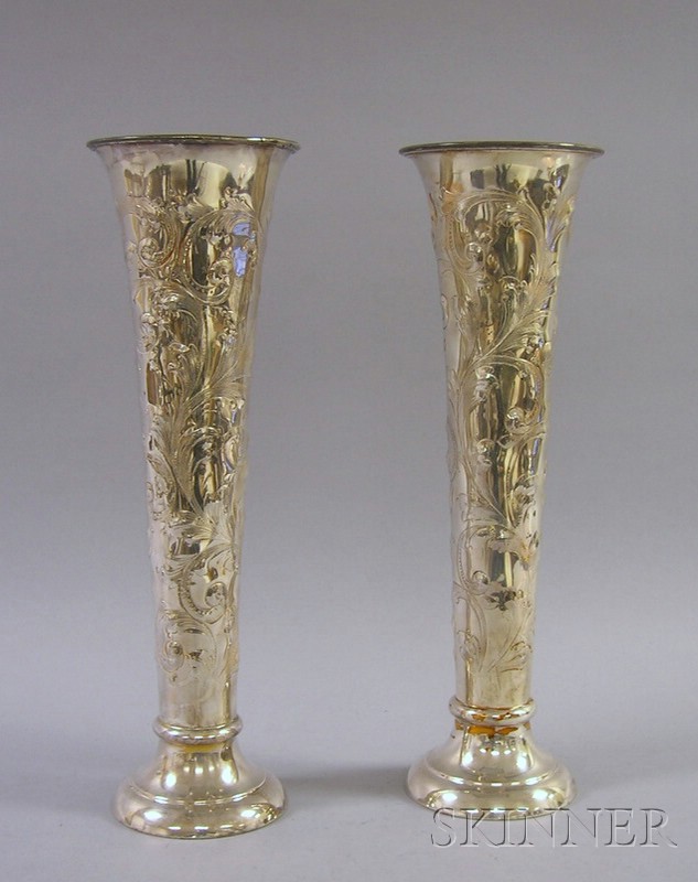 Appraisal: C F Kees Company Pair of Large Repousse Silver Plated