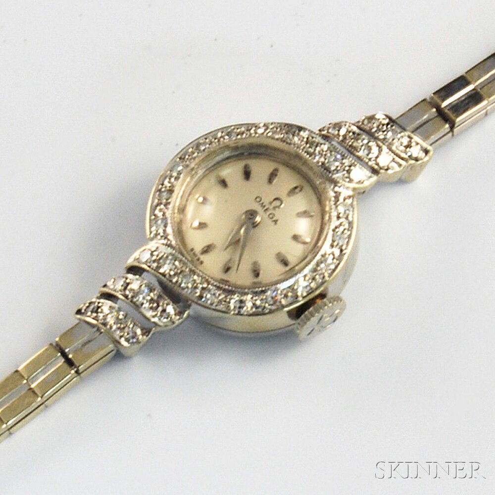 Appraisal: Lady's Omega kt White Gold and Diamond Bracelet Wristwatch white