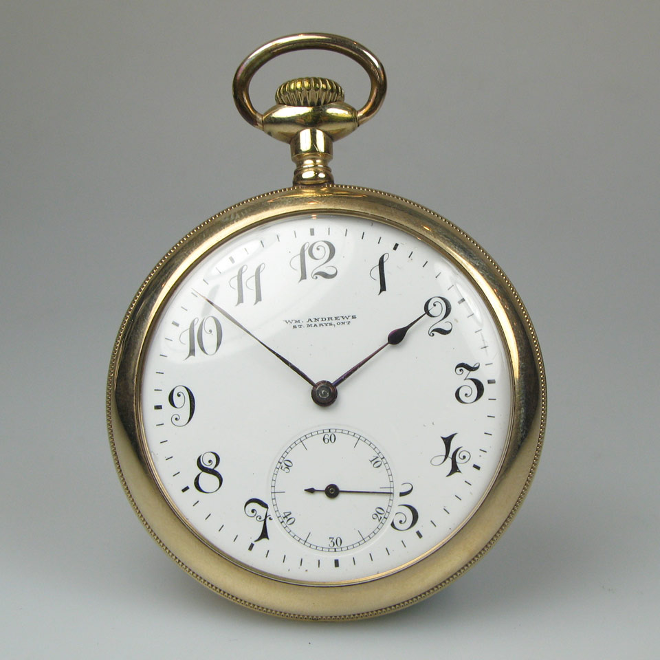 Appraisal: William Andrews Of St Marys Ontario Openface Pocket Watch circa