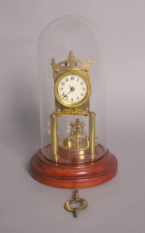 Appraisal: Gustav Becker mantle clock with glass dome overall - h