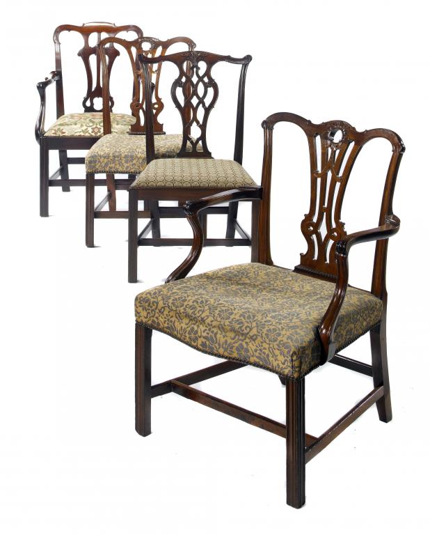 Appraisal: A SET OF THREE MAHOGANY DINING CHAIRS including an elbow