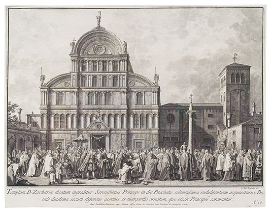 Appraisal: GIOVANNI B BRUSTOLONI after Canaletto Easter Procession before the Chiesa