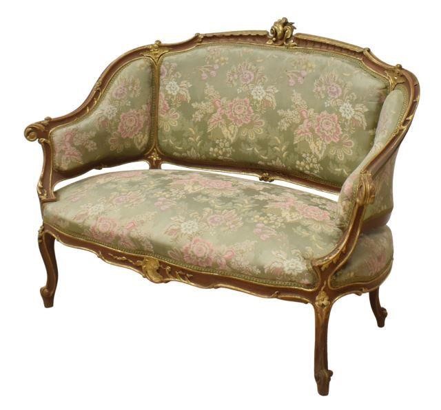 Appraisal: Louis XV style settee sofa late th c parcel gilt