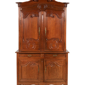 Appraisal: A French Provincial Oak Buffet Deux Corps Late th Century