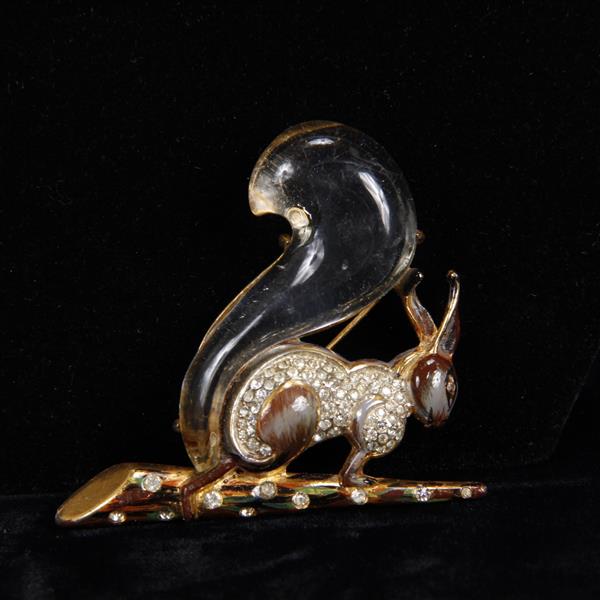 Appraisal: Coro Sterling Jelly Belly and Enamel Squirrel Pin H x