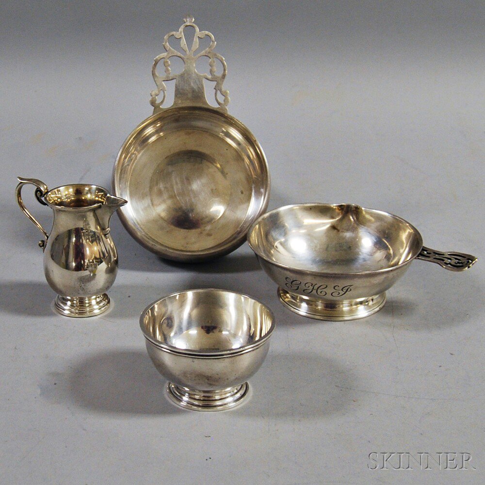 Appraisal: Four Pieces of Sterling Silver Tableware three American a Tiffany