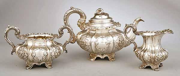 Appraisal: A William IV Sterling Silver Three Piece Tea Set J