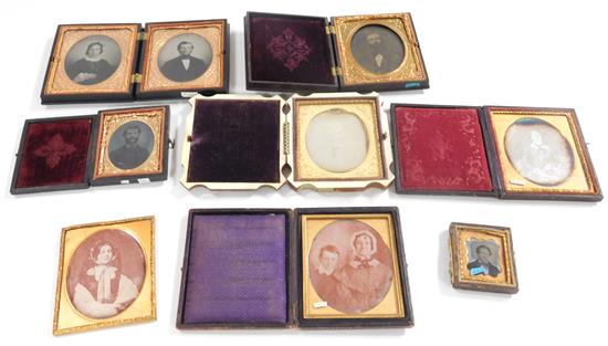 Appraisal: Daguerreotypes and tintypes eight pieces largest of young gentleman in