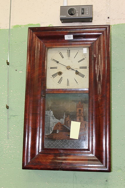 Appraisal: AN AMERICAN OGEE SHELF CLOCK in mahogany case and glazed