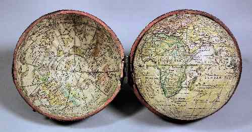 Appraisal: A George III papier-mache terrestrial pocket globe with colour printed