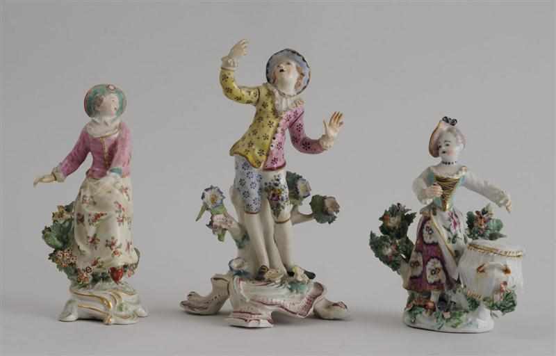 Appraisal: GROUP OF THREE GERMAN PORCELAIN BOCCAGE FIGURES Comprising a girl