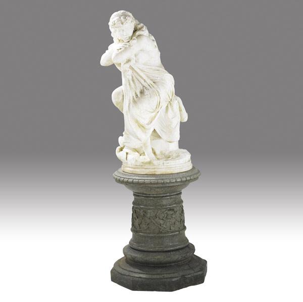 Appraisal: ITALIAN MARBLE Susanna After the Bath sculpture on green marble